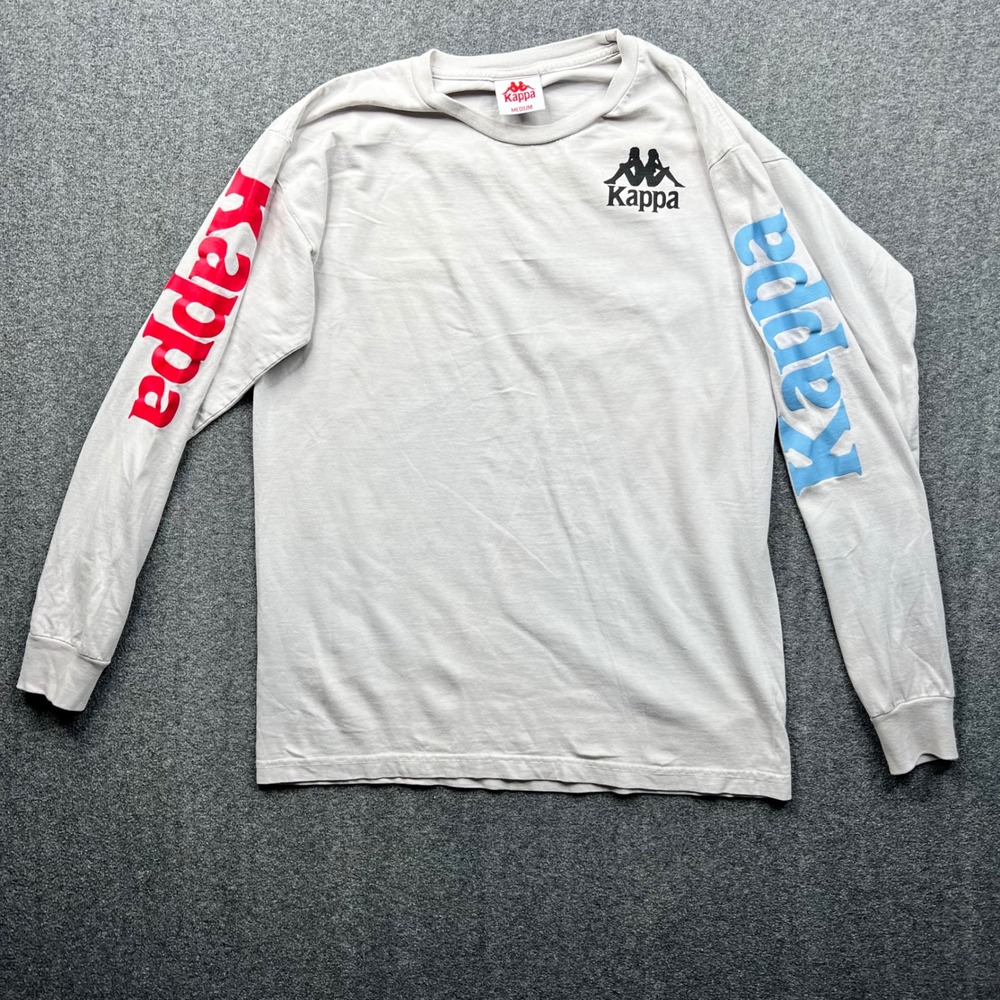 Kappa Long Sleeve Shirt Mens Medium Gray Omini Logo Graphic Print Streetwear